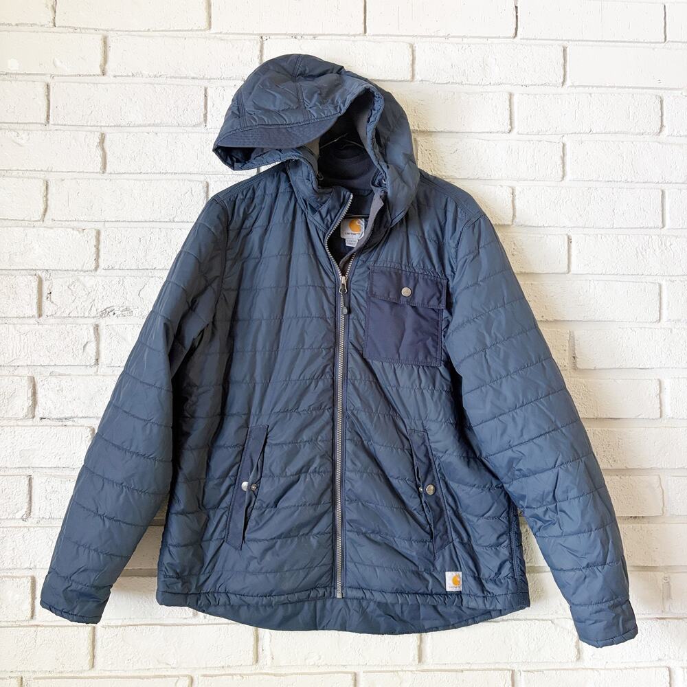 Carhartt Amoret Navy Jacket Women L 12-14 Quilted Nylon Water Repellent Outdoor